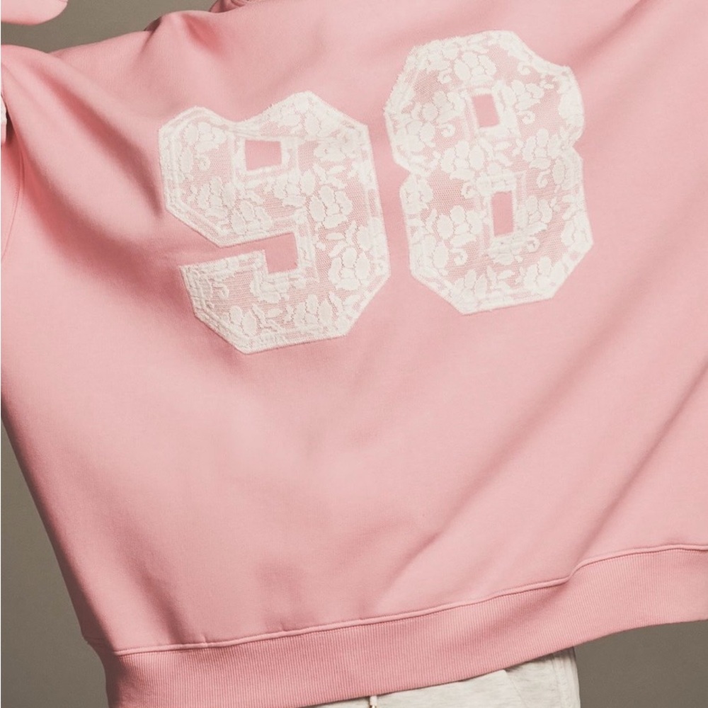 Anthropologie LSPACE Pink Lace Graphic Sweatshirt, M - Picture 3 of 6